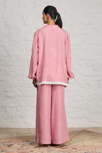 Sue Mue Elanore Crushed Pure Silk Shirt & Pant Set 