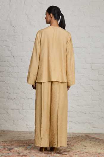 Sue Mue Liora Crushed Pure Silk Top & Pant Set 