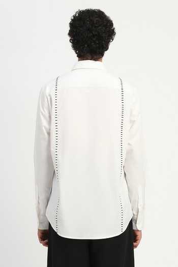 Abraham And Thakore Stab Stitch Stripe Shirt 