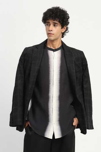 Buy_Abraham And Thakore_Black Linen Ombre Print Shirt _Online_at_Aza_Fashions