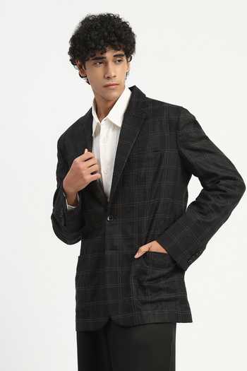 Buy Abraham And Thakore Black Cotton, Linen Tape Applique Work Blazer Online at Aza Fashions Buy_Abraham And Thakore_Black Cotton, Linen Tape Applique Work Blazer _Online_at_Aza_Fashions