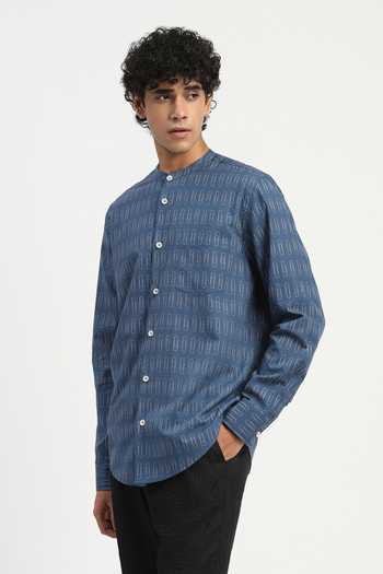 Buy Abraham And Thakore Blue Poplin Paperclip Print Shirt Online at Aza Fashions Buy_Abraham And Thakore_Blue Poplin Paperclip Print Shirt _Online_at_Aza_Fashions