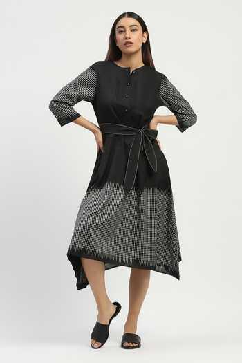 Abraham And Thakore Ikat Checkered Dress 