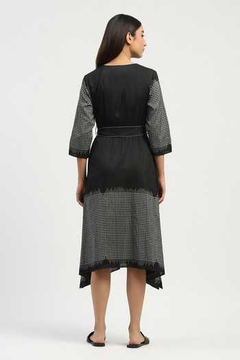 Abraham And Thakore Ikat Checkered Dress 
