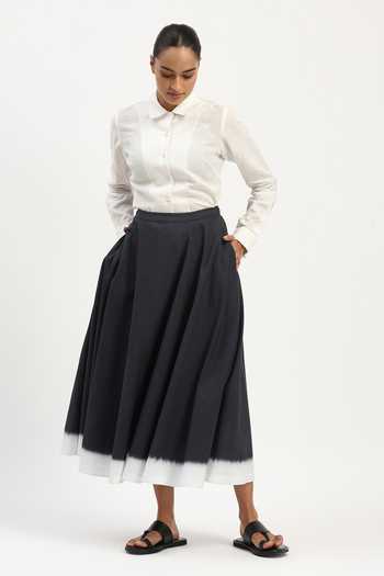 Abraham And Thakore Tie Dye Ombre Bordered Skirt 