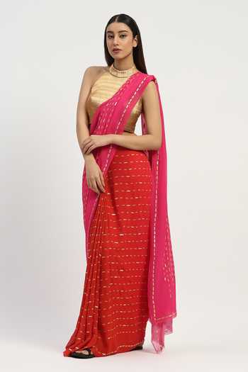 Abraham And Thakore Dash Print & Embellished Saree 