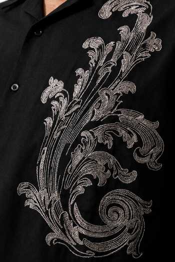 ROHIT DOSHI Black Polyester Baroque Embroidered Shirt Online at Aza Fashions ROHIT DOSHI_Black Polyester Baroque Embroidered Shirt _Online_at_Aza_Fashions