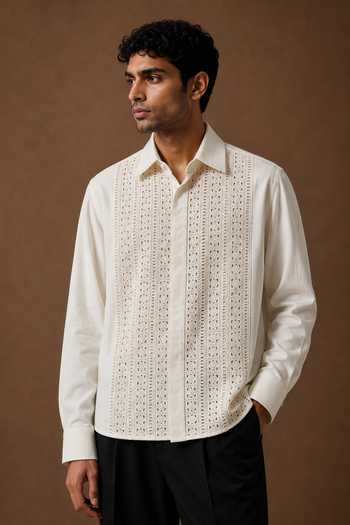 Rohit Doshi Lace In Place Cotton Shirt 