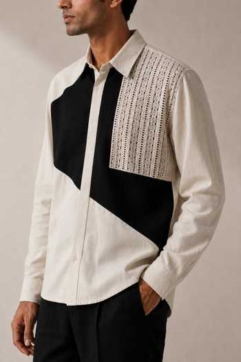 Shop ROHIT DOSHI Cream Cotton Ground Grace Shirt Online at Aza Fashions Shop_ROHIT DOSHI_Cream Cotton Ground Grace Shirt _Online_at_Aza_Fashions