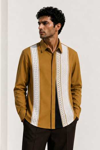 ROHIT DOSHI Honey Mustard Cotton Shirt 