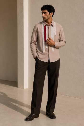 ROHIT DOSHI Chipotle Lace Patch Cotton Shirt 