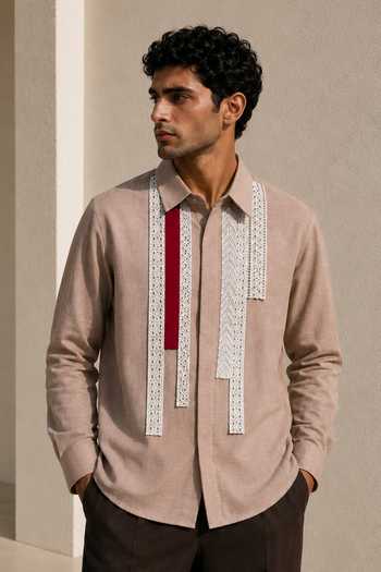 ROHIT DOSHI Chipotle Lace Patch Cotton Shirt 