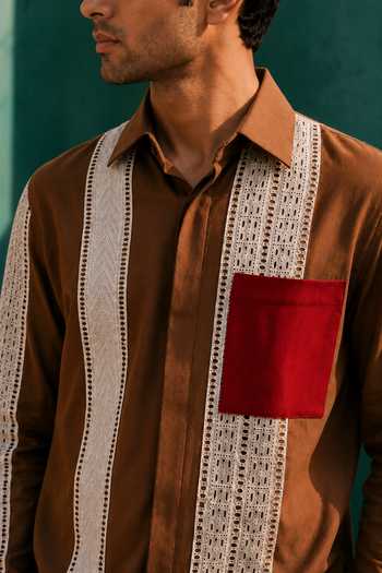 Buy_ROHIT DOSHI_Brown Cotton Soil Mates Shirt _Online_at_Aza_Fashions
