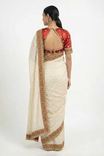 Ellemora Fashions Royal Bengal Crushed Tissue Saree & Blouse Set 