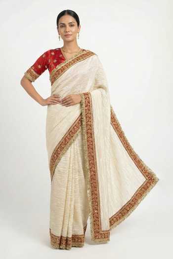 Ellemora Fashions Royal Bengal Crushed Tissue Saree & Blouse Set 