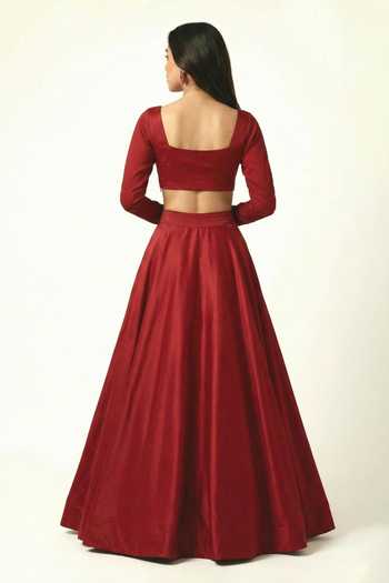 Ellemora Fashions Satin Lehenga & Blouse Set 