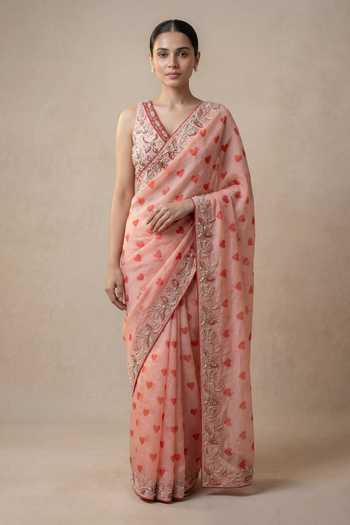 Ellemora Fashions Embroidered Border Saree & Blouse Set 
