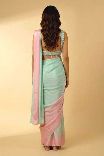 Ellemora Fashions Candy Crush Pre-Draped Saree & Blouse Set 