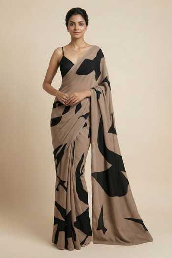 Ellemora Fashions Sand & Stone Saree With Blouse 