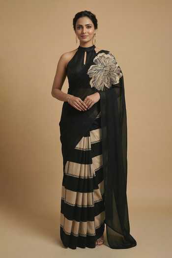 Ellemora Fashions Dahlia Striped Saree & Blouse Set 