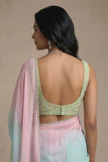 Ellemora Fashions Pastel Prism Ombre Saree & Blouse Set 