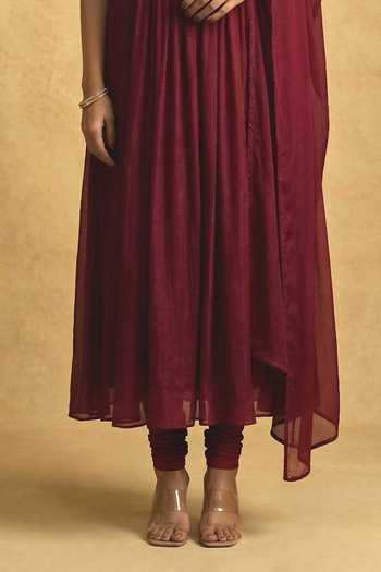 Buy Ellemora Fashions Burgundy Halter Neck The Empress Embroidered Anarkali Set Online at Aza Fashions Buy_Ellemora Fashions_Burgundy Halter Neck The Empress Embroidered Anarkali Set _Online_at_Aza_Fashions
