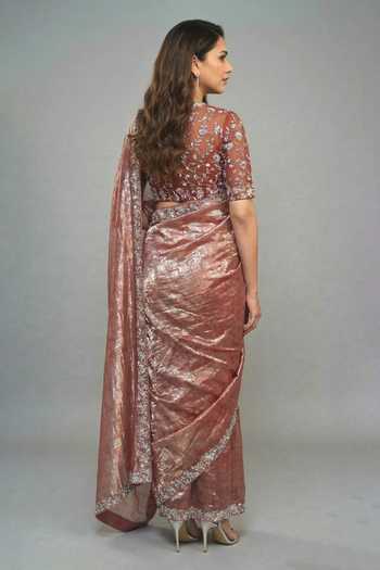 Ellemora Fashions Vintage Glace Shimmer Tissue Saree Set 