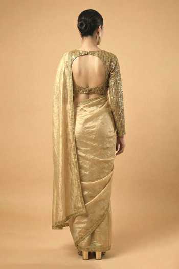 Ellemora Fashions Golden Mist Tissue Saree Set 