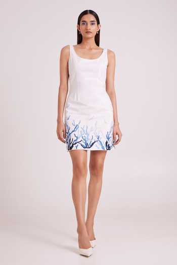 MADDER MUCH Ivory Denim, Silk Organza Picabo Lite Short Dress With Misty Bolero Jacket Online at Aza Fashions MADDER MUCH_Ivory Denim, Silk Organza Picabo Lite Short Dress With Misty Bolero Jacket _Online_at_Aza_Fashions