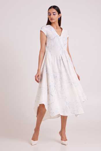 Buy MADDER MUCH Ivory , Handloom V-neck Perito Drift Midi Dress Online at Aza Fashions Buy_MADDER MUCH_Ivory , Handloom V-neck Perito Drift Midi Dress _Online_at_Aza_Fashions