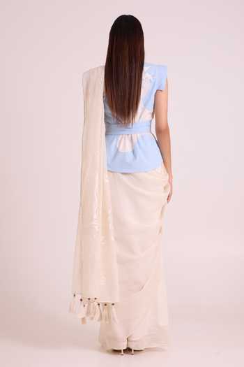 MADDER MUCH Zarya Embroidered Saree With Wrapped Vest 