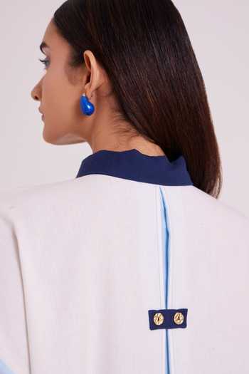 Shop MADDER MUCH Blue Handloom Cotton Collared Neck Brisa Surfers Shirt Dress Shop_MADDER MUCH_Blue Handloom Cotton Collared Neck Brisa Surfers Shirt Dress