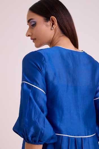 Buy MADDER MUCH Blue Chanderi Silk, Linen, Satin, Cotton, Denim Mikel Tides Top And Pant Set Online at Aza Fashions Buy_MADDER MUCH_Blue Chanderi Silk, Linen, Satin, Cotton, Denim Mikel Tides Top And Pant Set _Online_at_Aza_Fashions