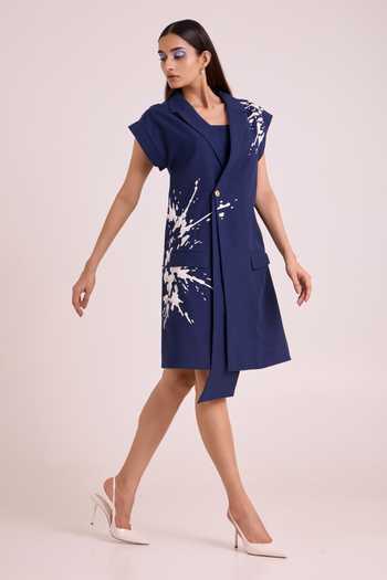 MADDER MUCH White Handloom , Collared Laguna Tidal Blazer Dress With Bustier at Aza Fashions MADDER MUCH_White Handloom , Collared Laguna Tidal Blazer Dress With Bustier _at_Aza_Fashions