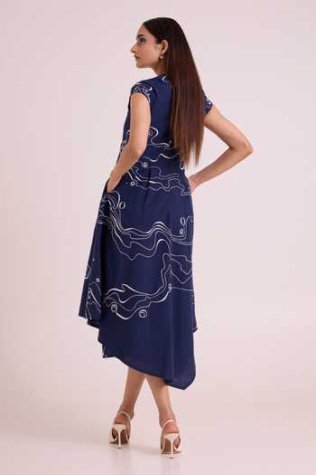 MADDER MUCH Indigo Perito Drift Midi Dress 