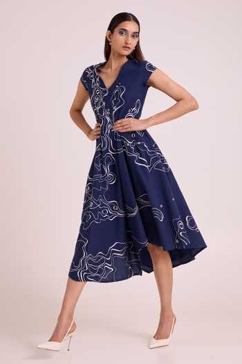 MADDER MUCH Indigo Perito Drift Midi Dress 