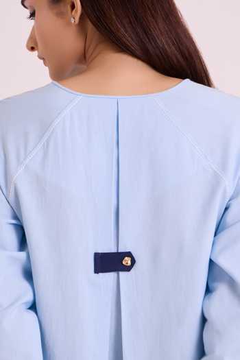 Shop_MADDER MUCH_Blue Handloom Cotton Open Neck Harbour Beach Short Dress 