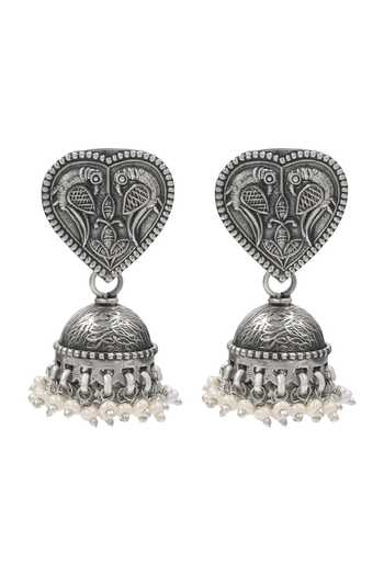 Sangeeta Boochra Oxidised Silver Handcrafted Jhumka Earrings 