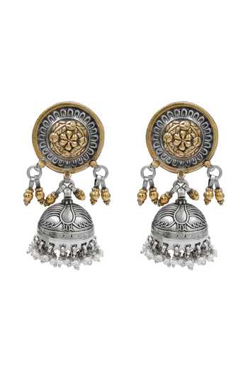 Sangeeta Boochra Floral Dual-Tone Jhumka Earrings 