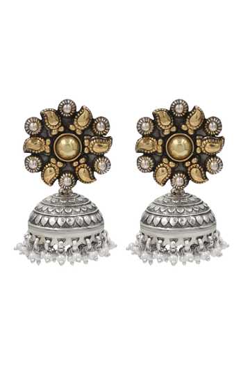 Sangeeta Boochra Handcrafted Silver Jhumka Earrings 
