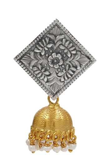 Sangeeta Boochra Gold Plated Dual Tone Jhumka Earrings Online at Aza Fashions Sangeeta Boochra_Gold Plated Dual Tone Jhumka Earrings _Online_at_Aza_Fashions