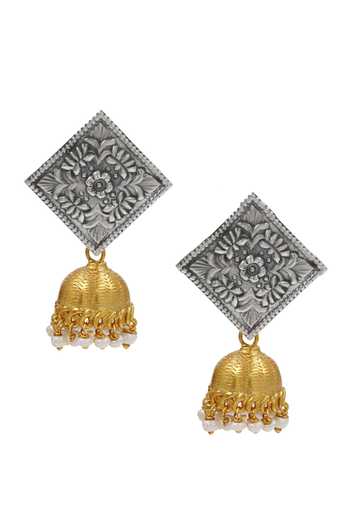 Sangeeta Boochra Dual Tone Jhumka Earrings 