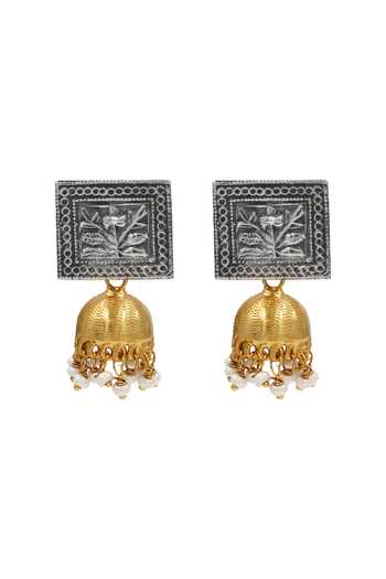 Sangeeta Boochra Floral Motif Jhumka Drop Earrings 