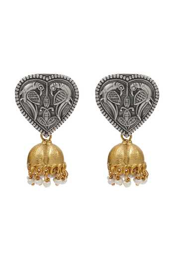 Sangeeta Boochra Vintage Peacock Motif Jhumka Earrings 
