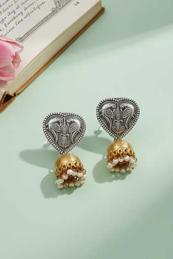 Sangeeta Boochra Vintage Peacock Motif Jhumka Earrings 