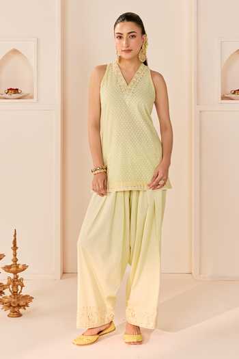 Buy Sheetal Batra Green , Chanderi, Cotton, Organza Miral Mint Short Kurta Salwar Set Online at Aza Fashions Buy_Sheetal Batra_Green , Chanderi, Cotton, Organza Miral Mint Short Kurta Salwar Set _Online_at_Aza_Fashions