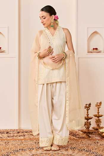 Sheetal Batra Miral Daisy Ivory Short Kurta Set 