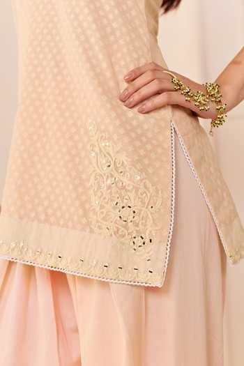 Sheetal Batra Pink Chanderi , Cotton, Organza Miral Carnation Short Kurta Set at Aza Fashions Sheetal Batra_Pink Chanderi , Cotton, Organza Miral Carnation Short Kurta Set _at_Aza_Fashions