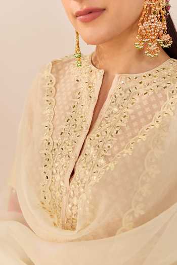 Buy_Sheetal Batra_Pink Chanderi Silk, Cotton, Silk, Anaisha Carnation Short Kurta Salwar Set _Online_at_Aza_Fashions