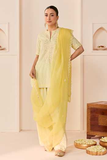 Sheetal Batra Anaisha Mint Green Short Kurta Farshi Salwar Set 
